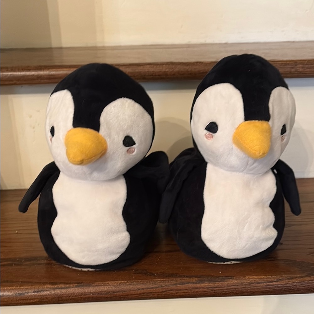 Old Navy Black and White Penguin Kids Slippers